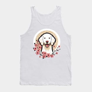 Curly-Coated Retriever Welcomes Spring with Cherry Blossoms Tank Top